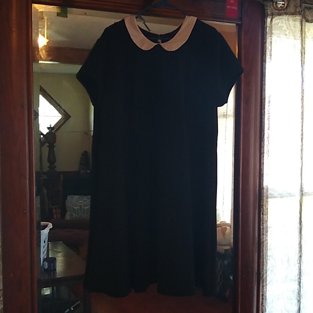 Black dress white collar